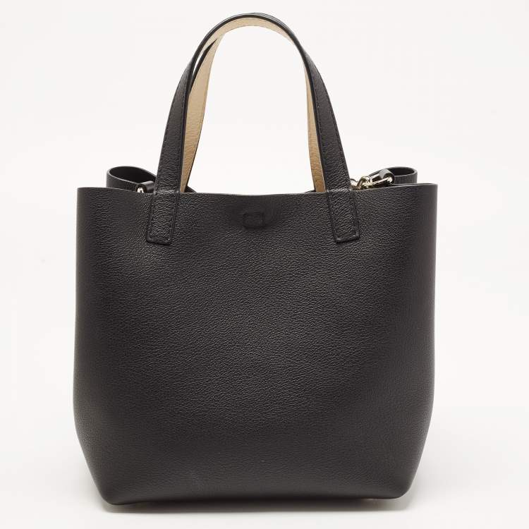 Pre Owned CH Carolina Herrera Black Leather Small Matryoshka Locked Tote