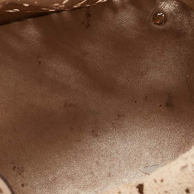 Pre Owned Carolina Herrera Gold Butterfly Cut Leather Tote