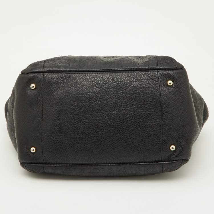 Pre Owned CH Carolina Herrera Black Embossed Leather Bow Shoulder Bag
