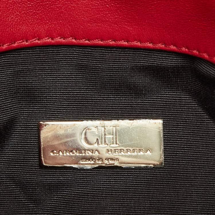 مملوكة مسبقًا CH Carolina Herrera Red Quilted Leather Chain Flap Shoulder Bag