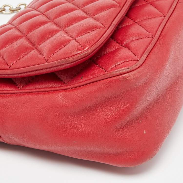 مملوكة مسبقًا CH Carolina Herrera Red Quilted Leather Chain Flap Shoulder Bag