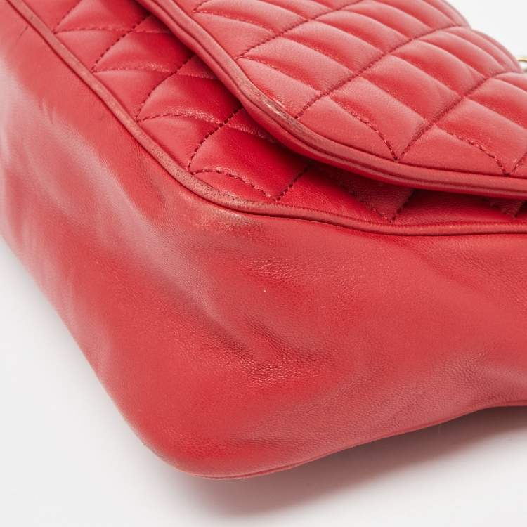 مملوكة مسبقًا CH Carolina Herrera Red Quilted Leather Chain Flap Shoulder Bag