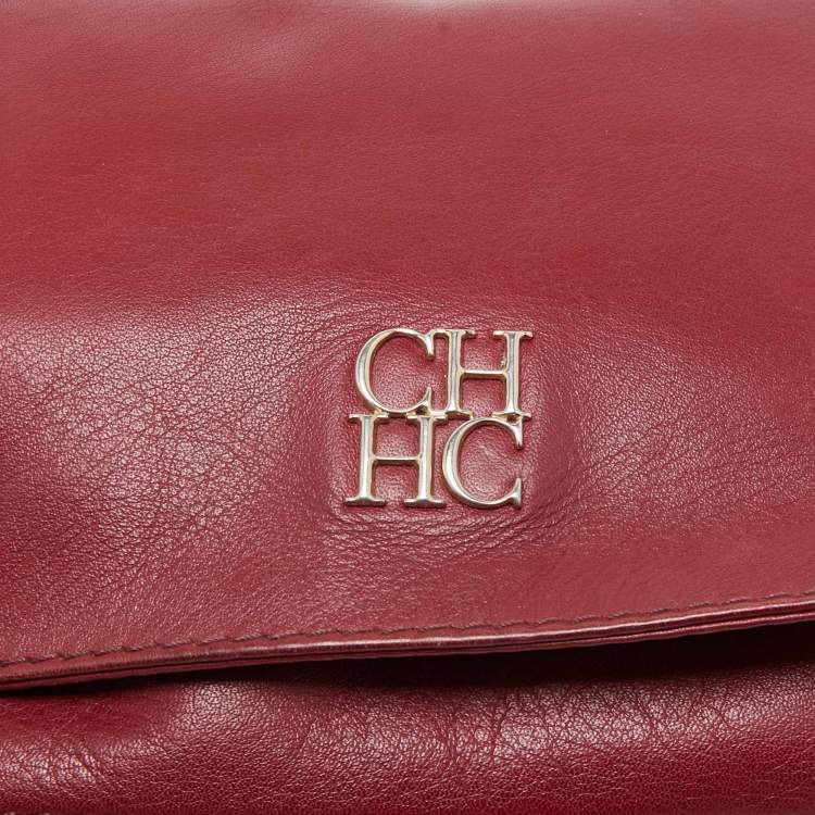 Pre Owned CH Carolina Herrera Red Leather New Baltazar Flap Shoulder Bag