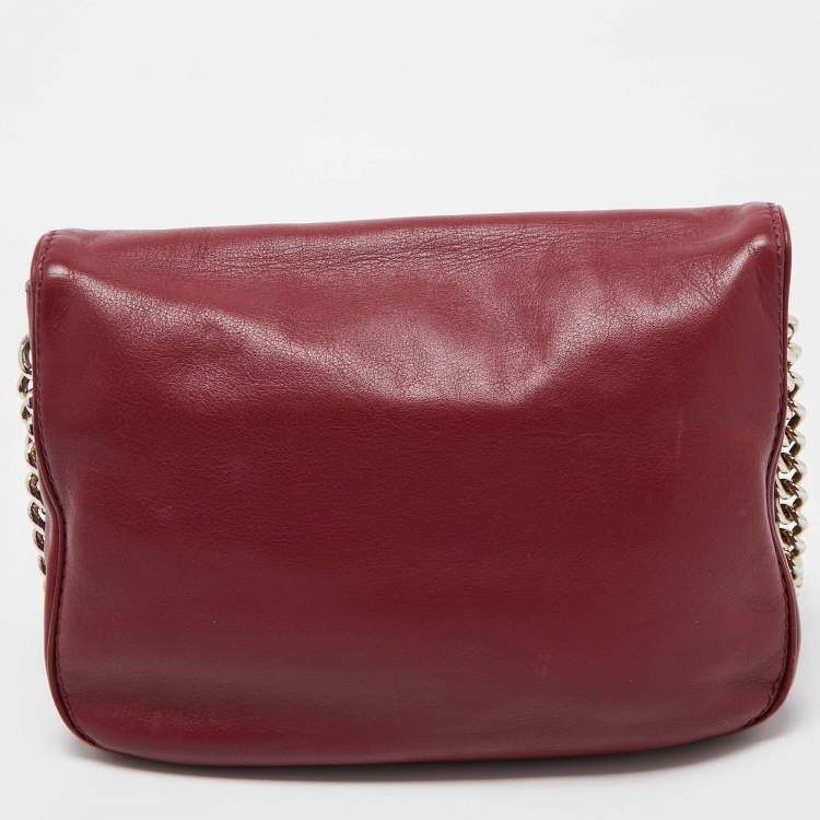 Pre Owned CH Carolina Herrera Red Leather New Baltazar Flap Shoulder Bag
