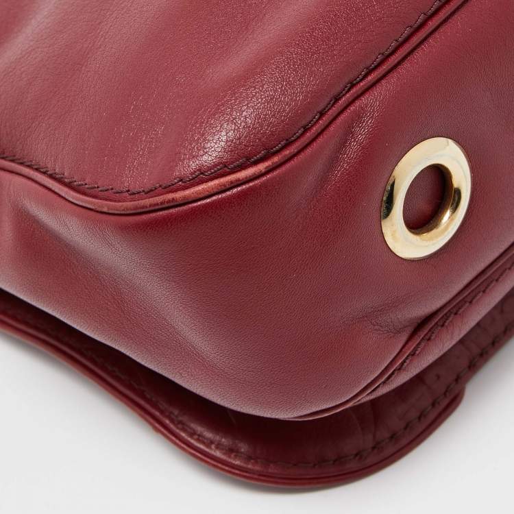 Pre Owned CH Carolina Herrera Red Leather New Baltazar Flap Shoulder Bag