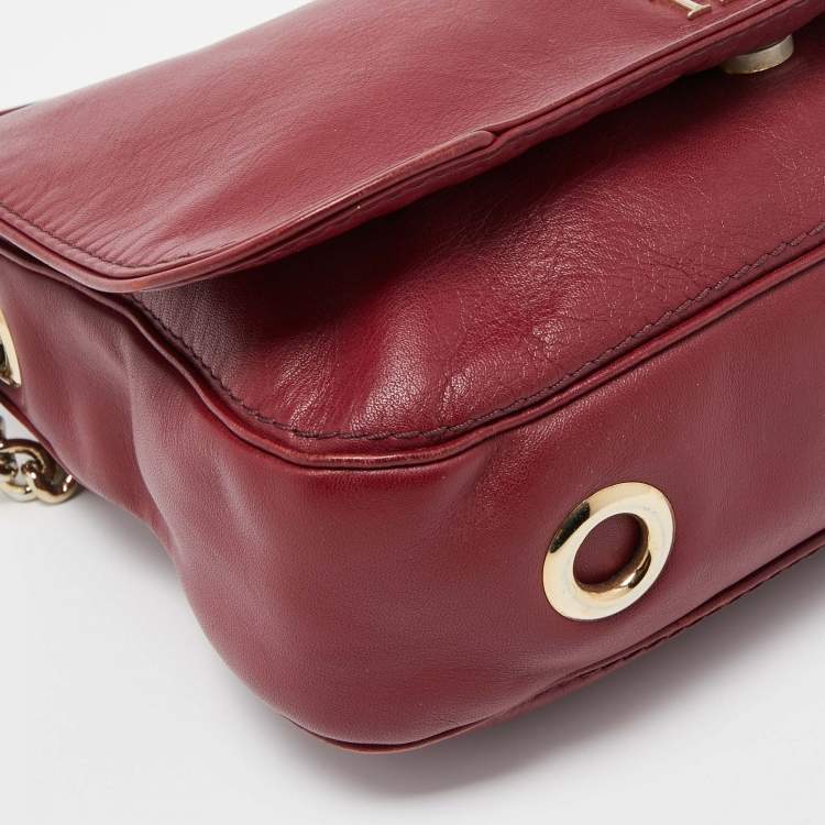 Pre Owned CH Carolina Herrera Red Leather New Baltazar Flap Shoulder Bag