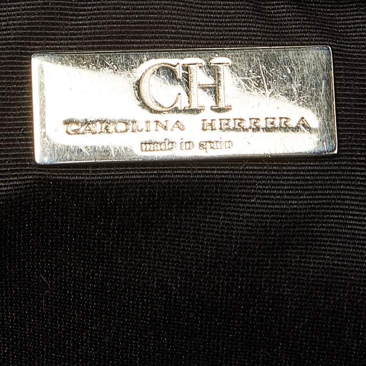 Pre Owned CH Carolina Herrera Gold Monogram Leather Audrey Shoulder Bag