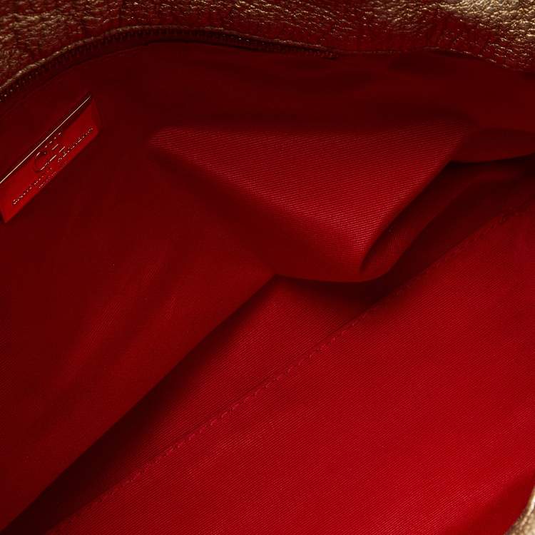 Pre Owned CH Carolina Herrera Gold CH Embossed Leather Flap Chain Shoulder Bag