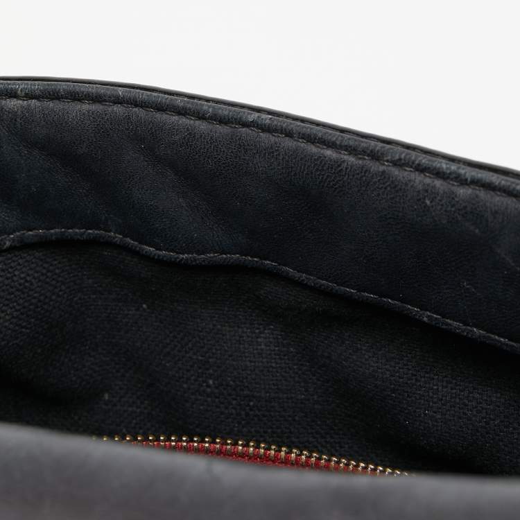 Pre Owned CH Carolina Herrera Black Quilted Patent Leather Flap Shoulder Bag