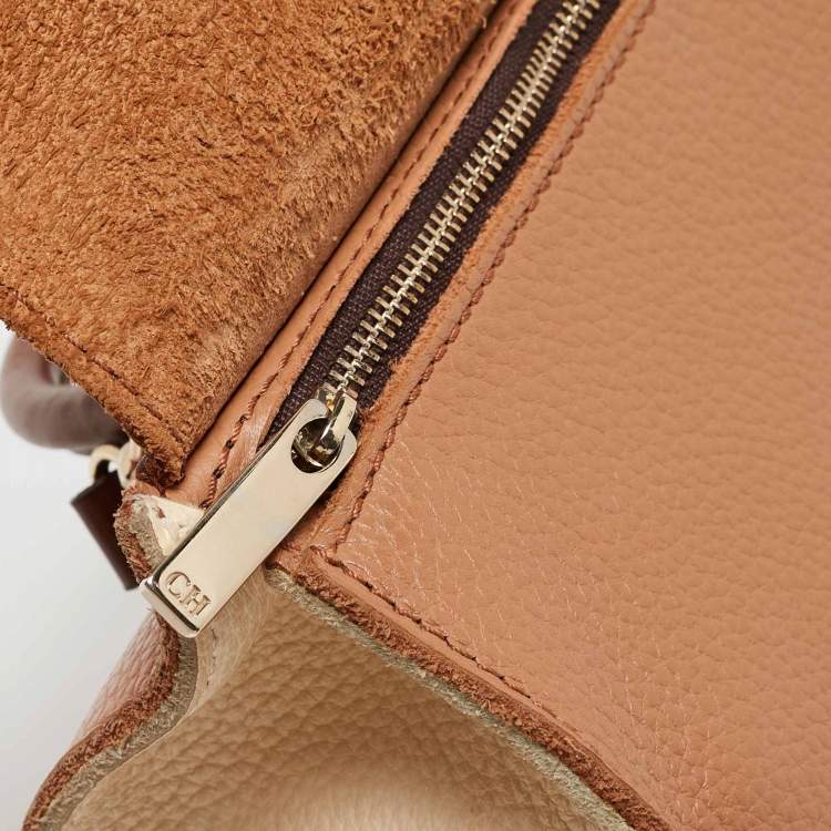 Pre Owned CH Carolina Herrera Tricolor Leather Top Handle Bag