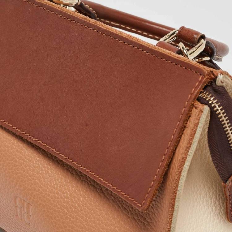 Pre Owned CH Carolina Herrera Tricolor Leather Top Handle Bag