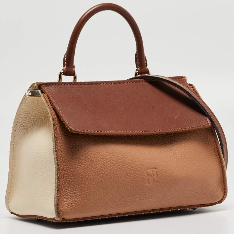 Pre Owned CH Carolina Herrera Tricolor Leather Top Handle Bag
