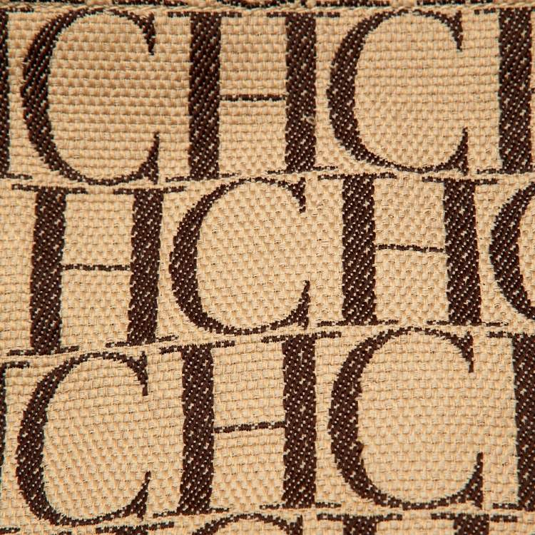 Pre Owned CH Carolina Herrera Metallic Bronze Monogram Leather Large Andy Boston Bag
