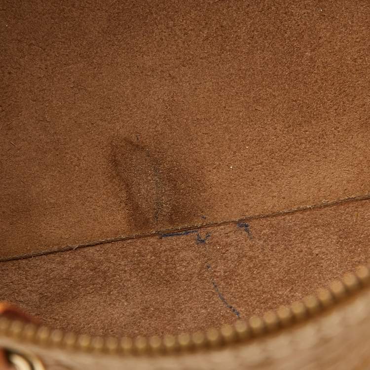 Pre Owned CH Carolina Herrera Metallic Bronze Monogram Leather Large Andy Boston Bag