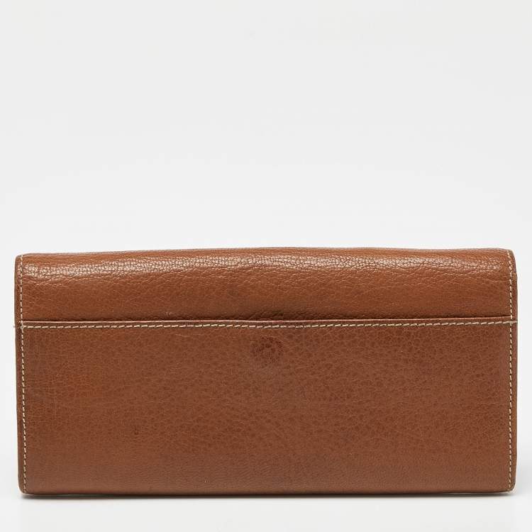 Pre Owned CH Carolina Herrera Brown Leather Monogram Continental Wallet