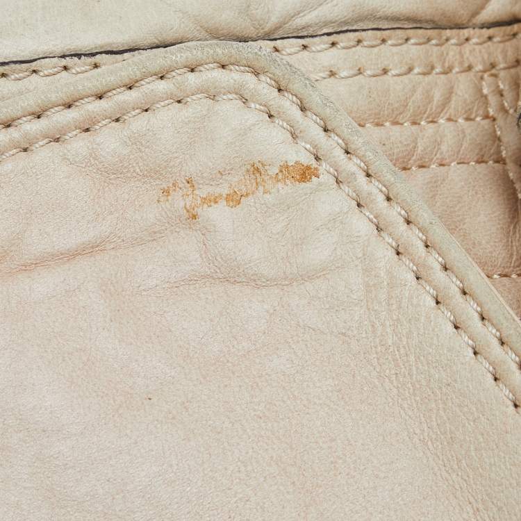 Pre Owned CH Carolina Herrera Beige Leather Flap Chain Shoulder Bag