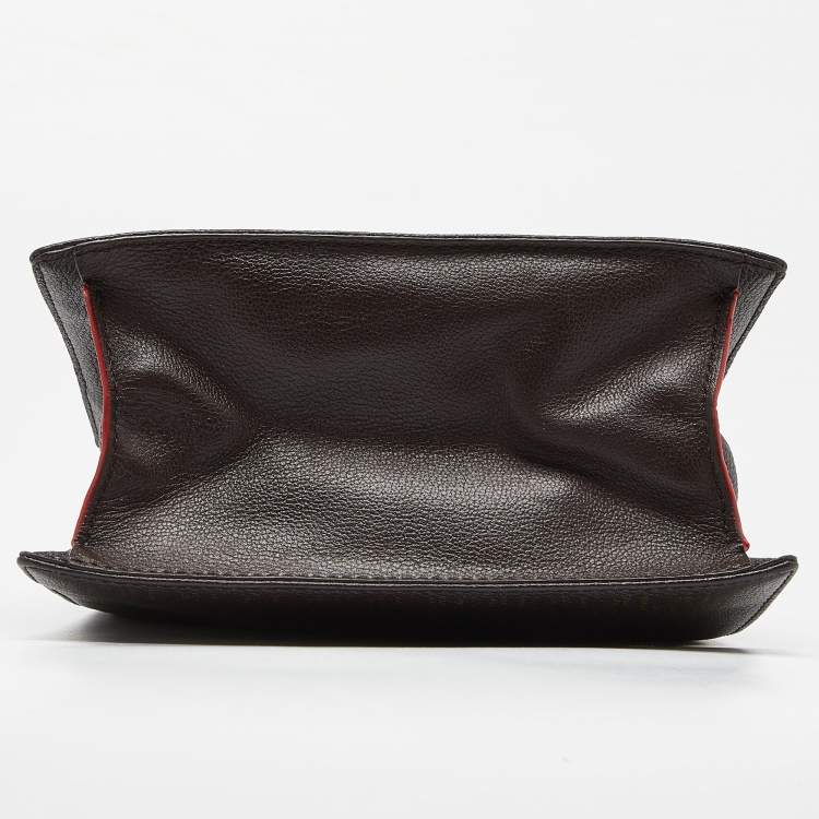 Pre Owned CH Carolina Herrera Brown Monogram Coated Canvas and Leather Top Handle Bag