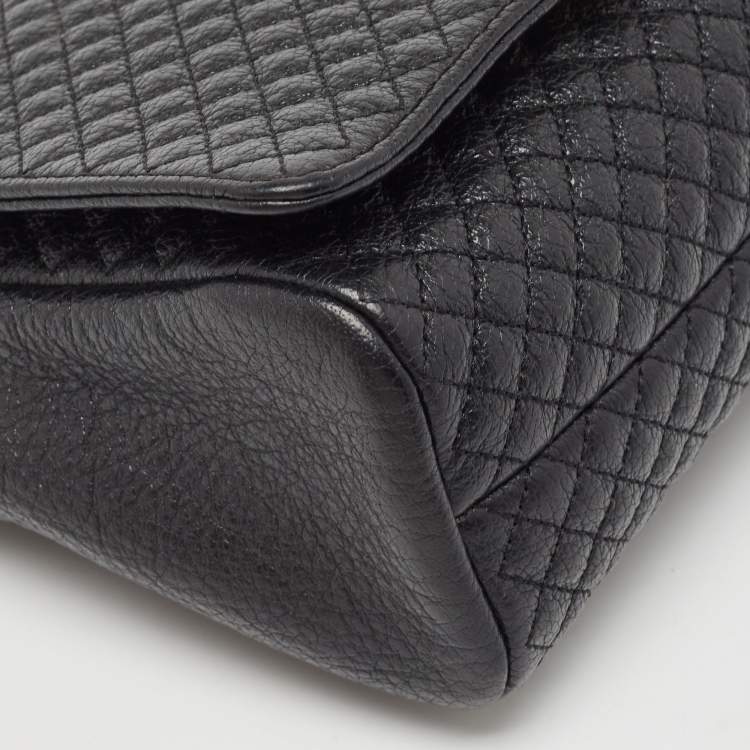 Pre Owned CH Carolina Herrera Black Quilted Leather Flap Chain Shoulder Bag