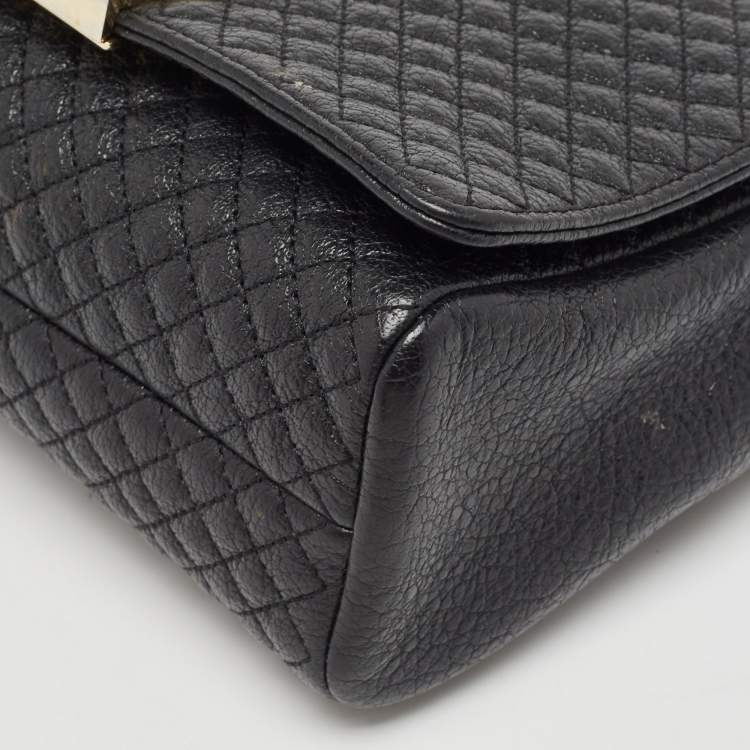 Pre Owned CH Carolina Herrera Black Quilted Leather Flap Chain Shoulder Bag