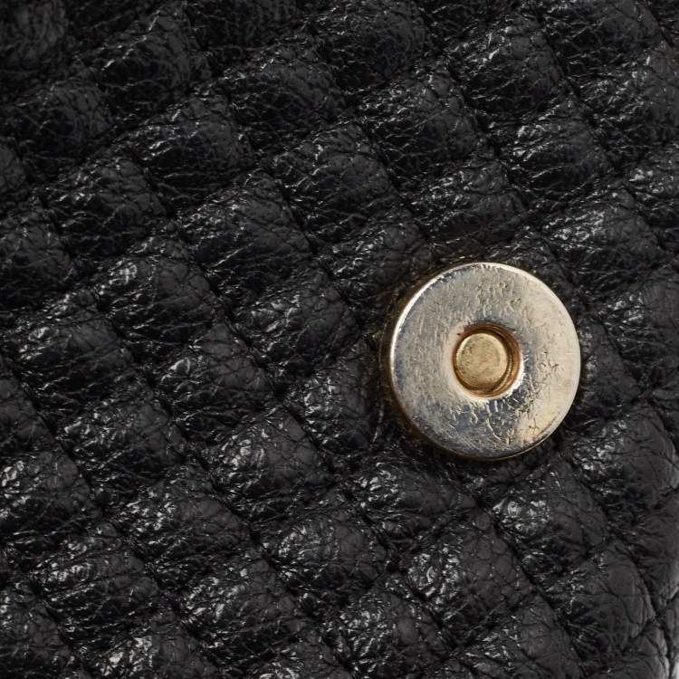 Pre Owned CH Carolina Herrera Black Quilted Leather Flap Chain Shoulder Bag