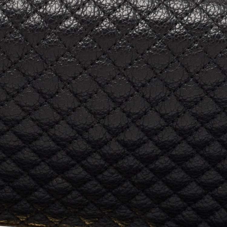 Pre Owned CH Carolina Herrera Black Quilted Leather Flap Chain Shoulder Bag
