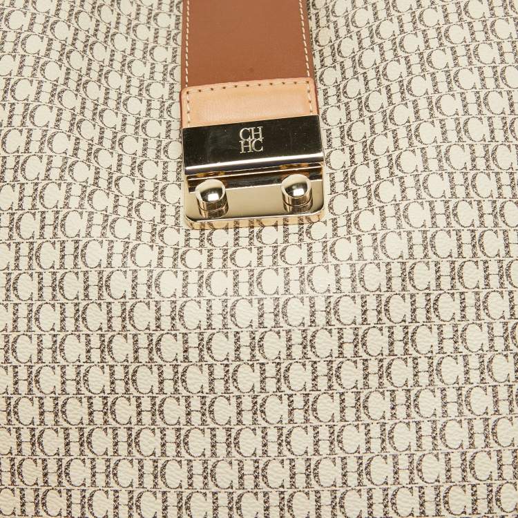 Pre Owned CH Carolina Herrera Tricolor Monogram Canvas and Leather Matryoshka Locked Bucket Bag