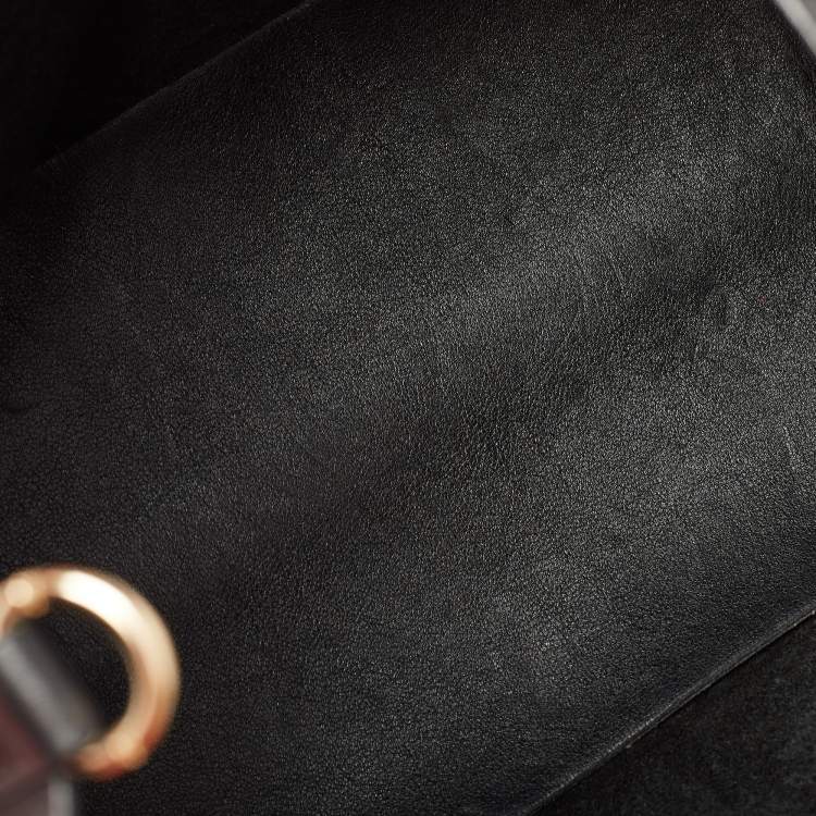 Pre Owned CH Carolina Herrera Black Monogram Leather Medium Matryoshka Tote