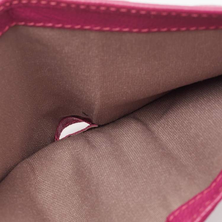Pre Owned CH Carolina Herrera Magenta Monogram Leather Compact Wallet