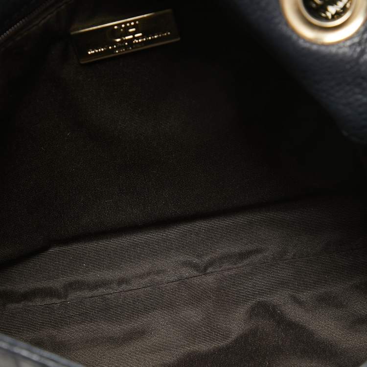 Pre Owned CH Carolina Herrera Midnight Blue Monogram Leather Audrey Shoulder Bag