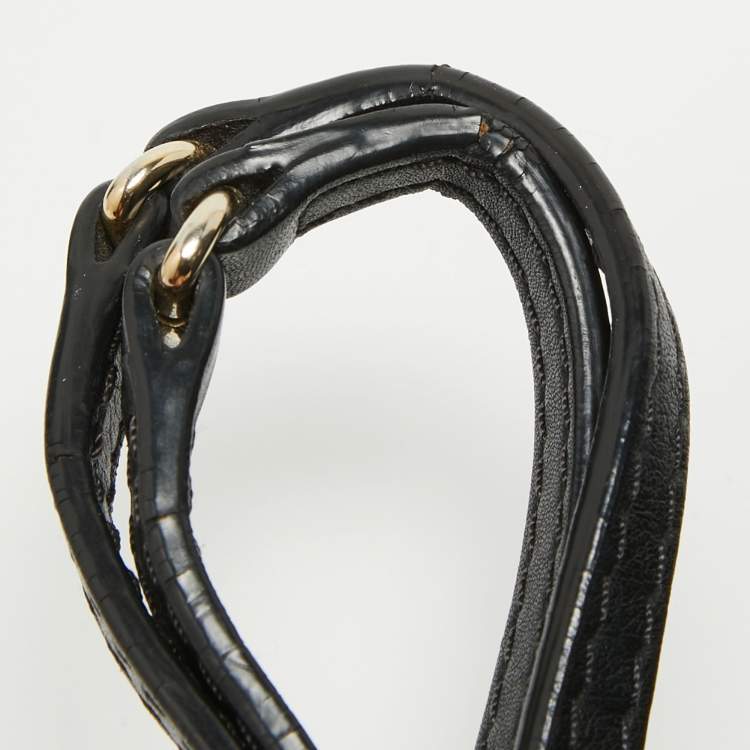 Pre Owned CH Carolina Herrera Black Leather Charm Tote