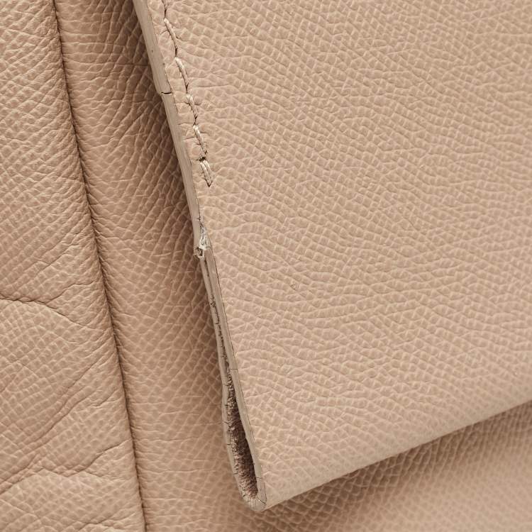 Pre Owned CH Carolina Herrera Beige Leather Minuetto Flap Top Handle Bag