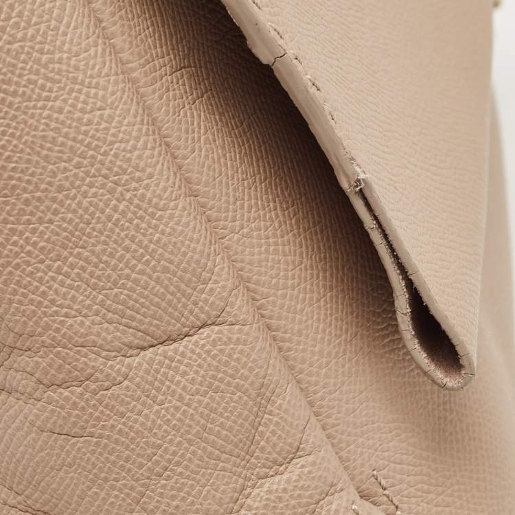 Pre Owned CH Carolina Herrera Beige Leather Minuetto Flap Top Handle Bag