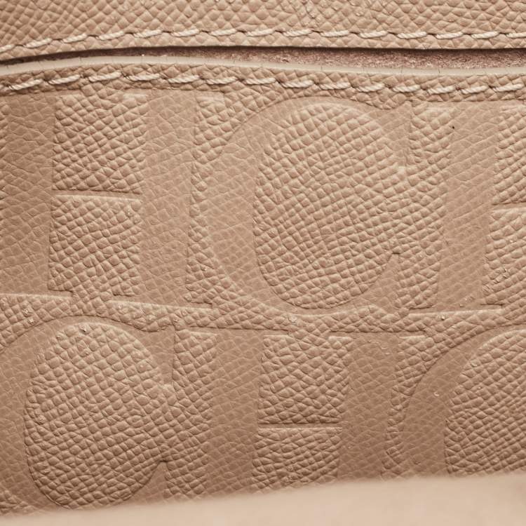 Pre Owned CH Carolina Herrera Beige Leather Minuetto Flap Top Handle Bag