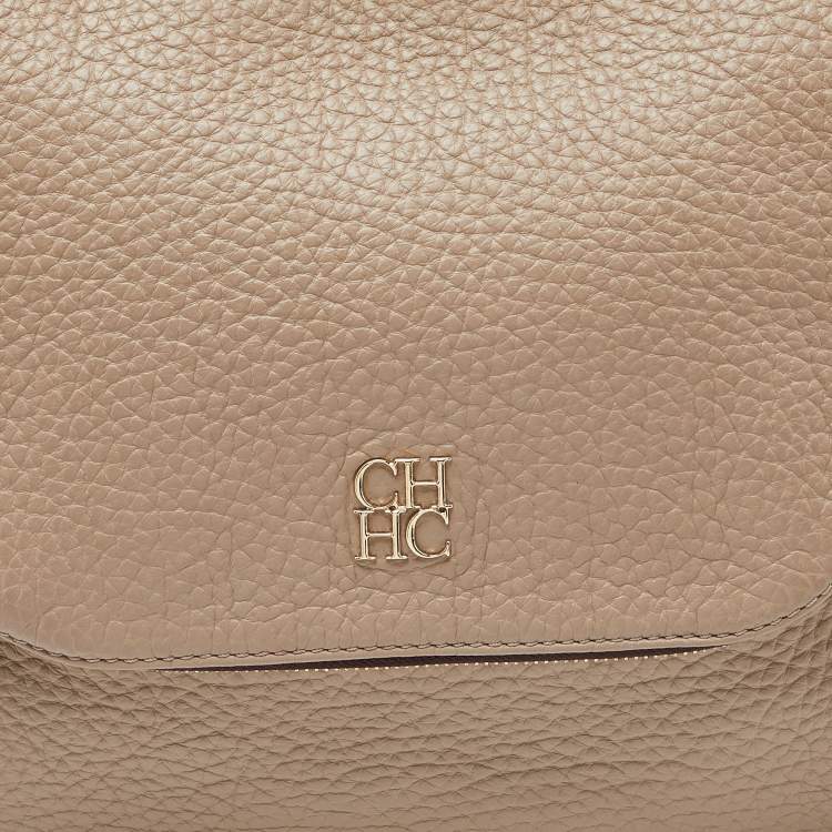 Pre Owned CH Carolina Herrera Beige Leather Tassel Hobo