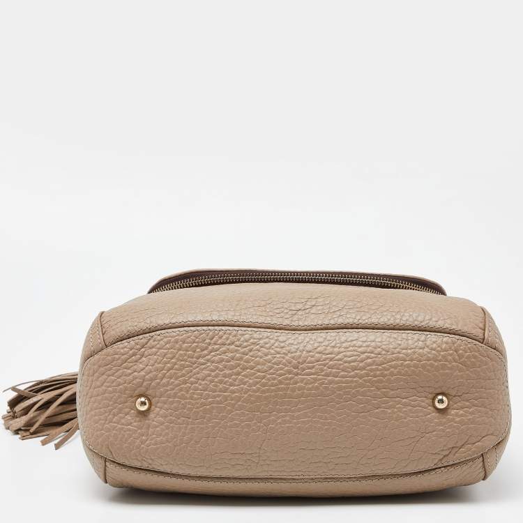 Pre Owned CH Carolina Herrera Beige Leather Tassel Hobo