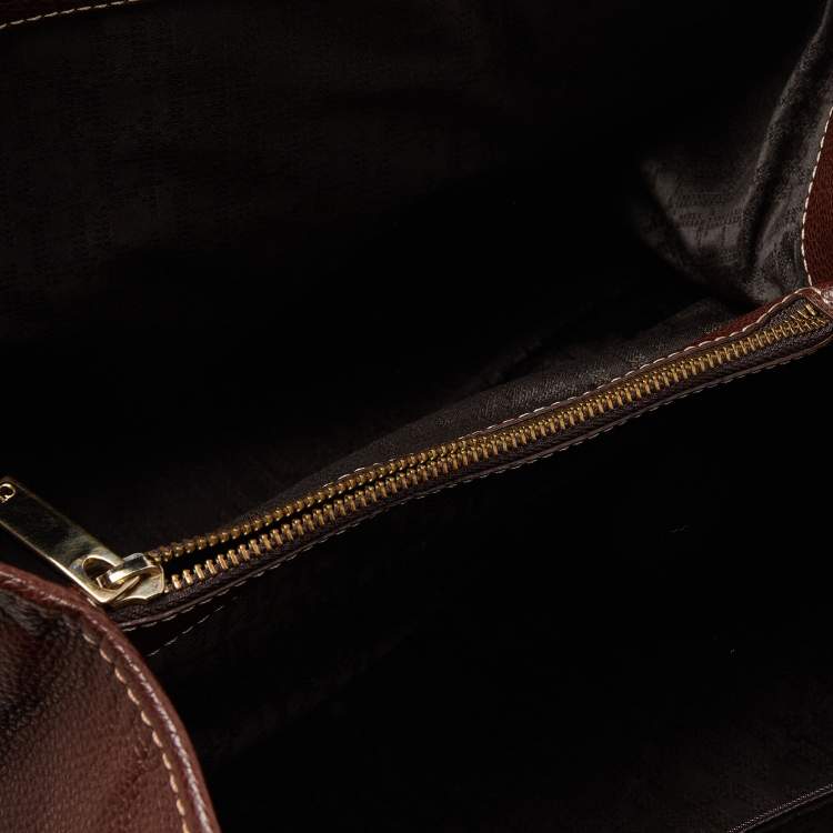 Pre Owned CH Carolina Herrera Brown Grained Leather Matteo Tote