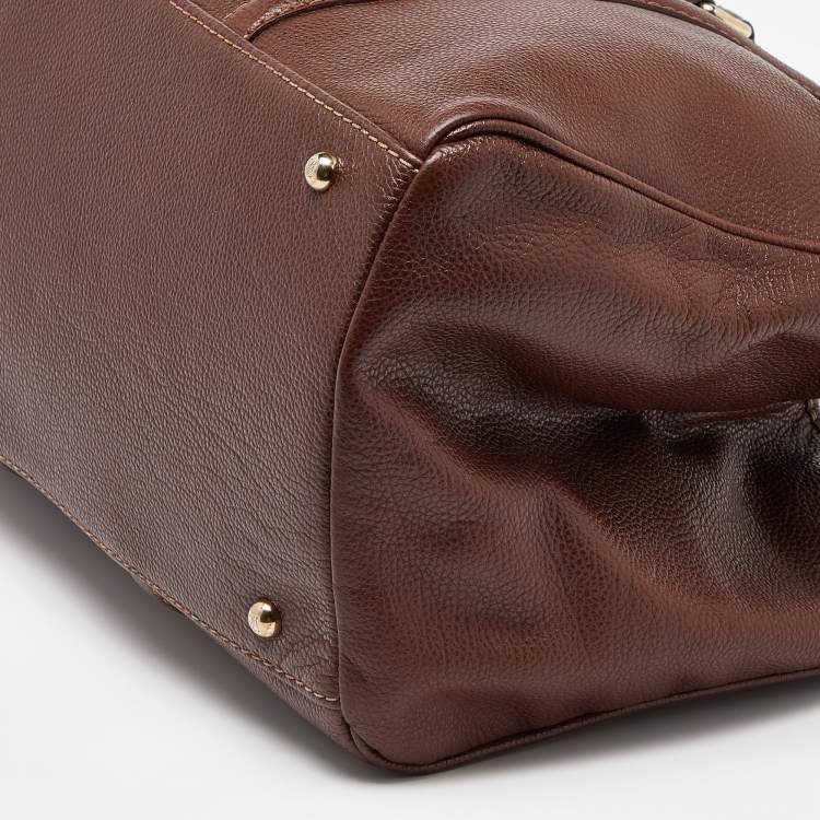 Pre Owned CH Carolina Herrera Brown Grained Leather Matteo Tote