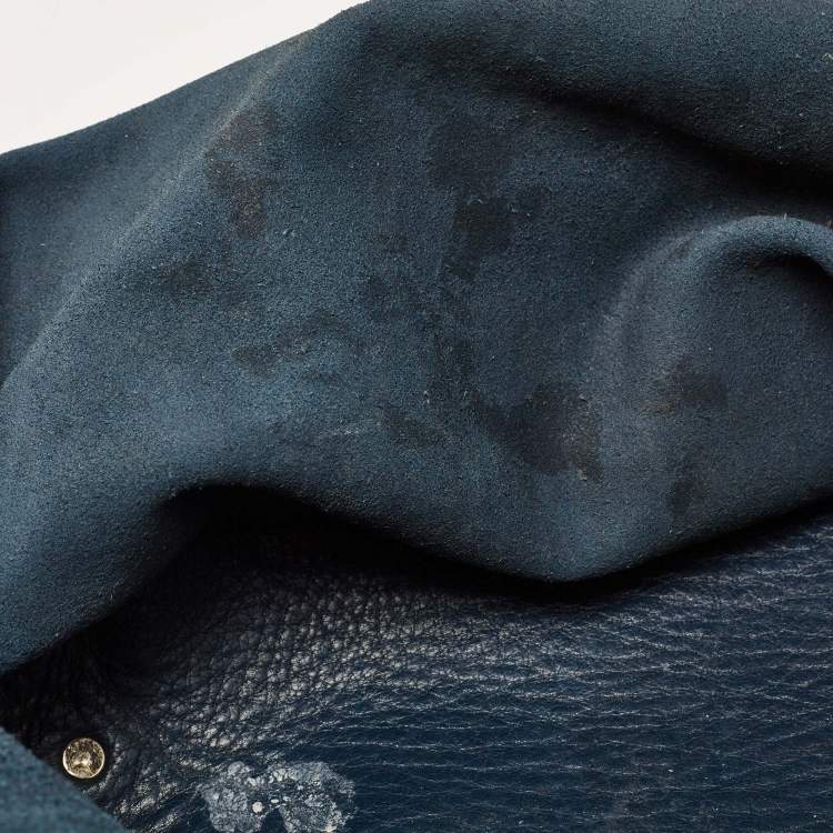 Pre Owned CH Carolina Herrera Blue Monogram Embossed Leather Matryoshka Tote
