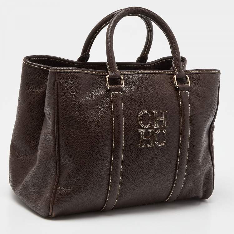 Pre Owned CH Carolina Herrera Brown Leather Andy Tote