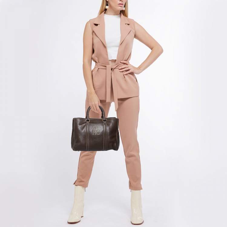 Pre Owned CH Carolina Herrera Brown Leather Andy Tote