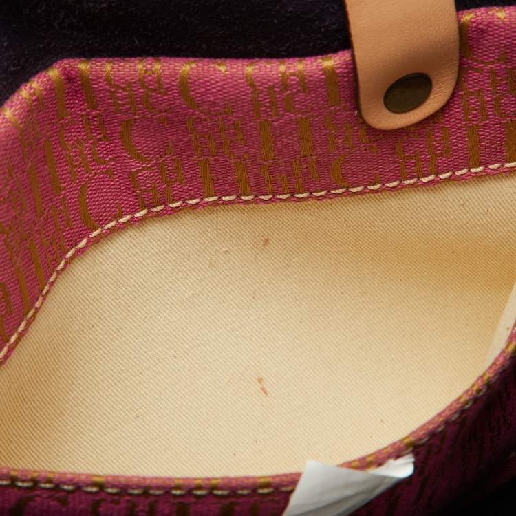 Pre Owned CH Carolina Herrera Purple/Beige Monogram Leather Andy Shopper Tote