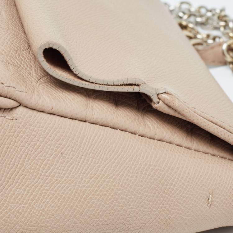 Pre Owned CH Carolina Herrera Beige Leather Small Minuetto Top Handle Bag