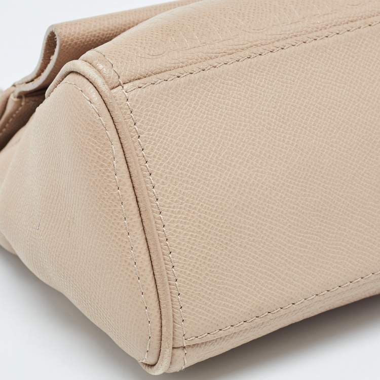 Pre Owned CH Carolina Herrera Beige Leather Small Minuetto Top Handle Bag