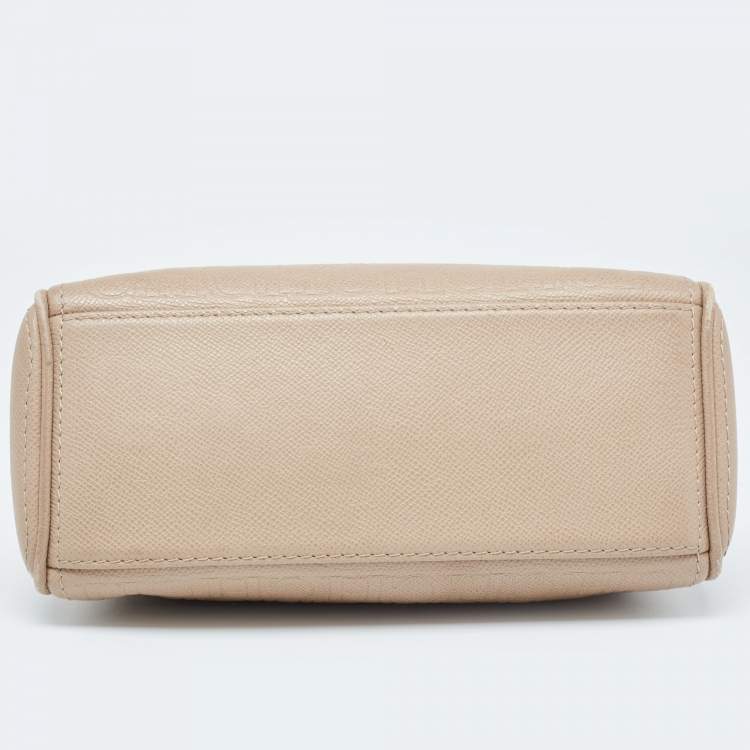 Pre Owned CH Carolina Herrera Beige Leather Small Minuetto Top Handle Bag