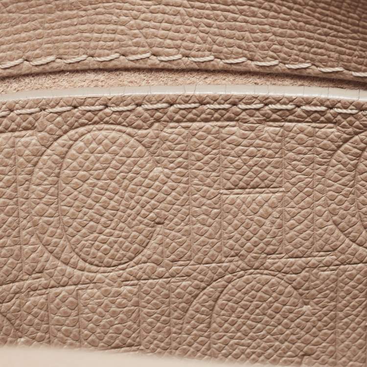 Pre Owned CH Carolina Herrera Beige Leather Small Minuetto Top Handle Bag