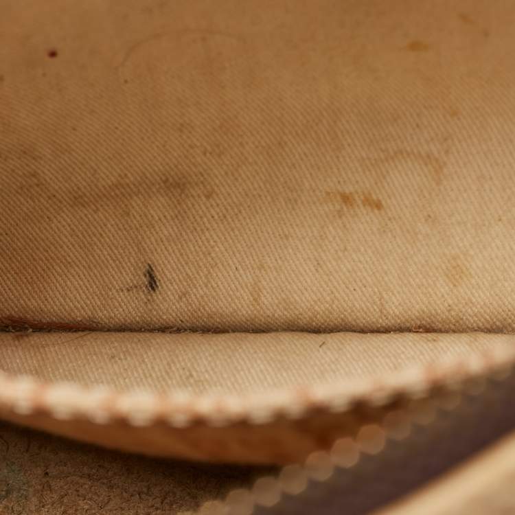 Pre Owned CH Carolina Herrera Beige Monogram Embossed Leather Andy Boston Bag