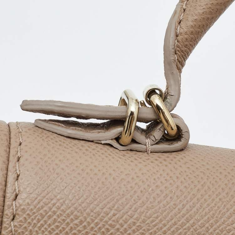 Pre Owned CH Carolina Herrera Beige Leather Small Minuetto Flap Top Handle Bag