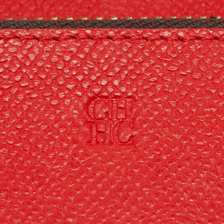 Pre Owned CH Carolina Herrera Brown/White Monogram Coated Canvas Bifold Long Wallet