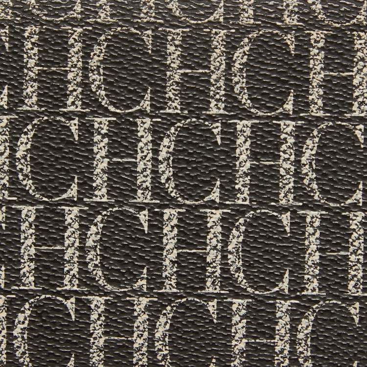 Pre Owned CH Carolina Herrera Brown/White Monogram Coated Canvas Bifold Long Wallet