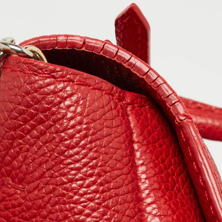 Pre Owned CH Carolina Herrera Red Leather Minuetto Flap Top Handle Bag